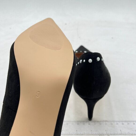Pazzion Black Pearls Beaded Pointy Toe Kitten Heel Slip On Daily Walking Pump - Picture 6 of 8